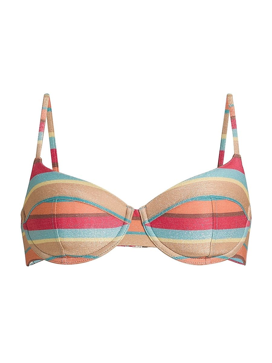 Women's Mona Striped Bikini Top - Flame Glitter Stripe - Size Large