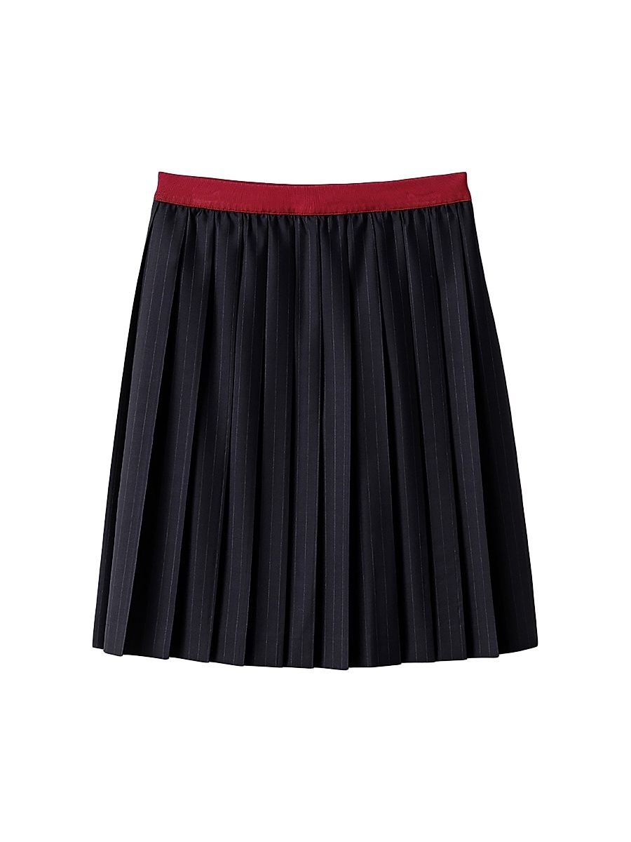 Women's Pleated Pinstripe Midi Skirt - Blue - Size 6