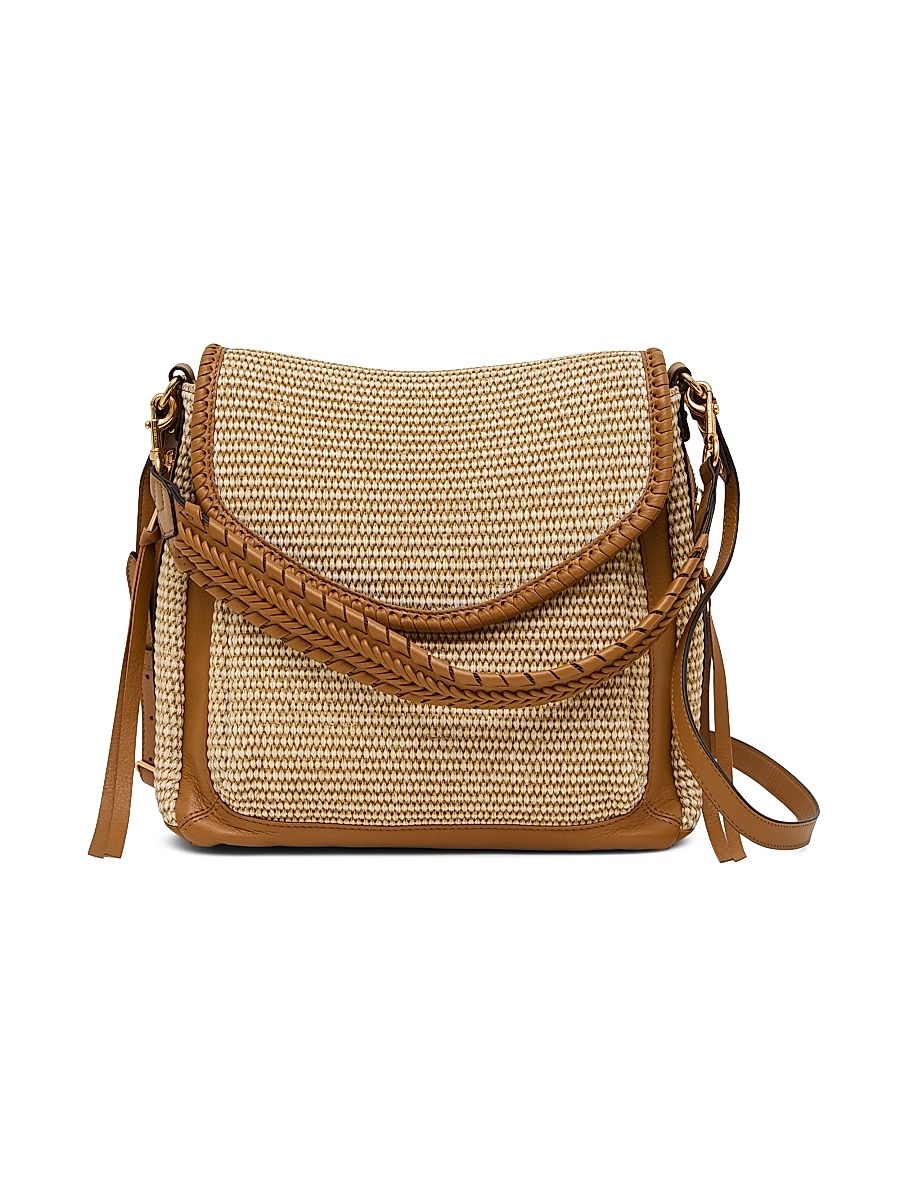 Women's All For Love Zip Leather Top Convertible Shoulder Bag - Raffia Latte