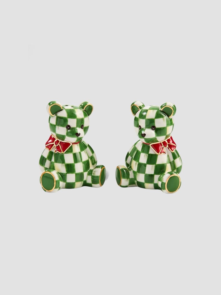MacKenzie-Childs Emerald Check Salt & Pepper Shakers