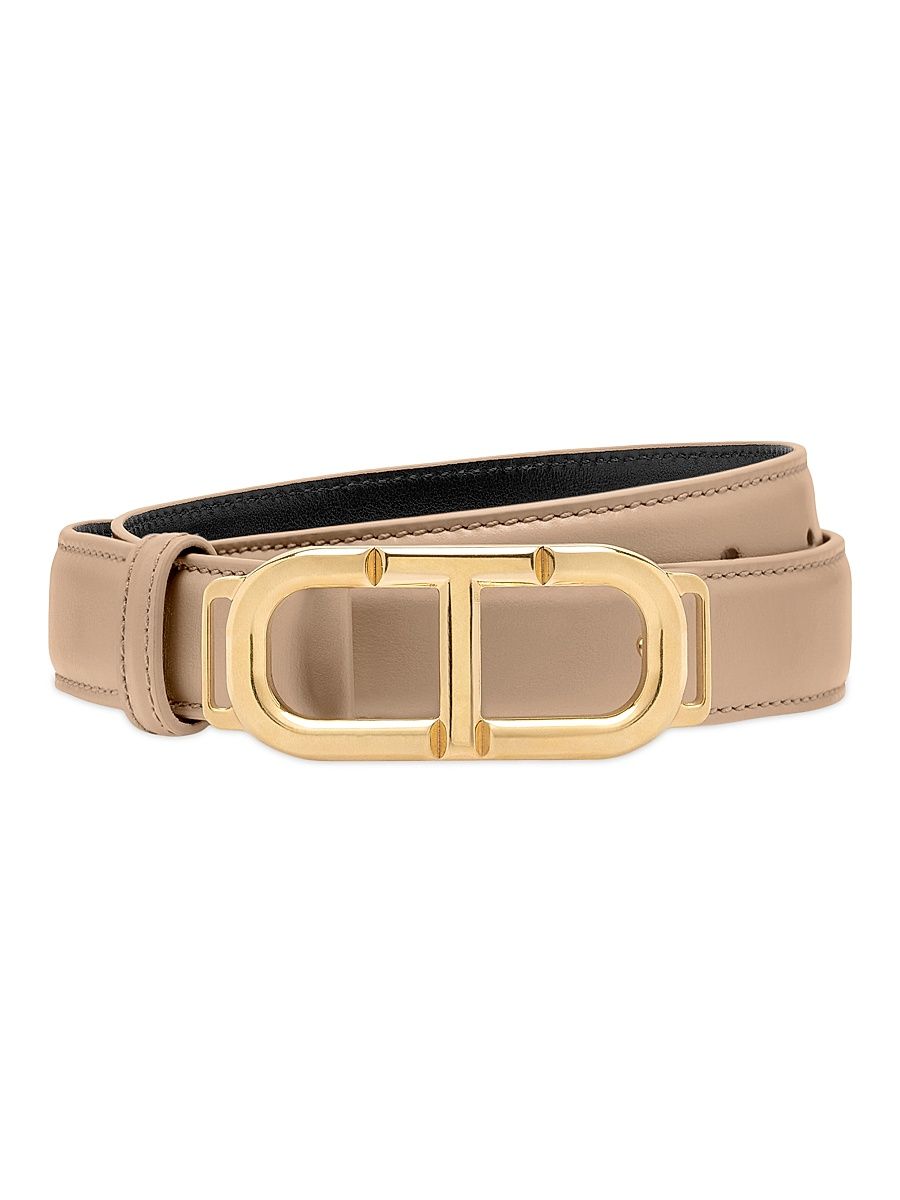 Women's Whitney Palmellato Leather Belt - Light Beige - Size Small