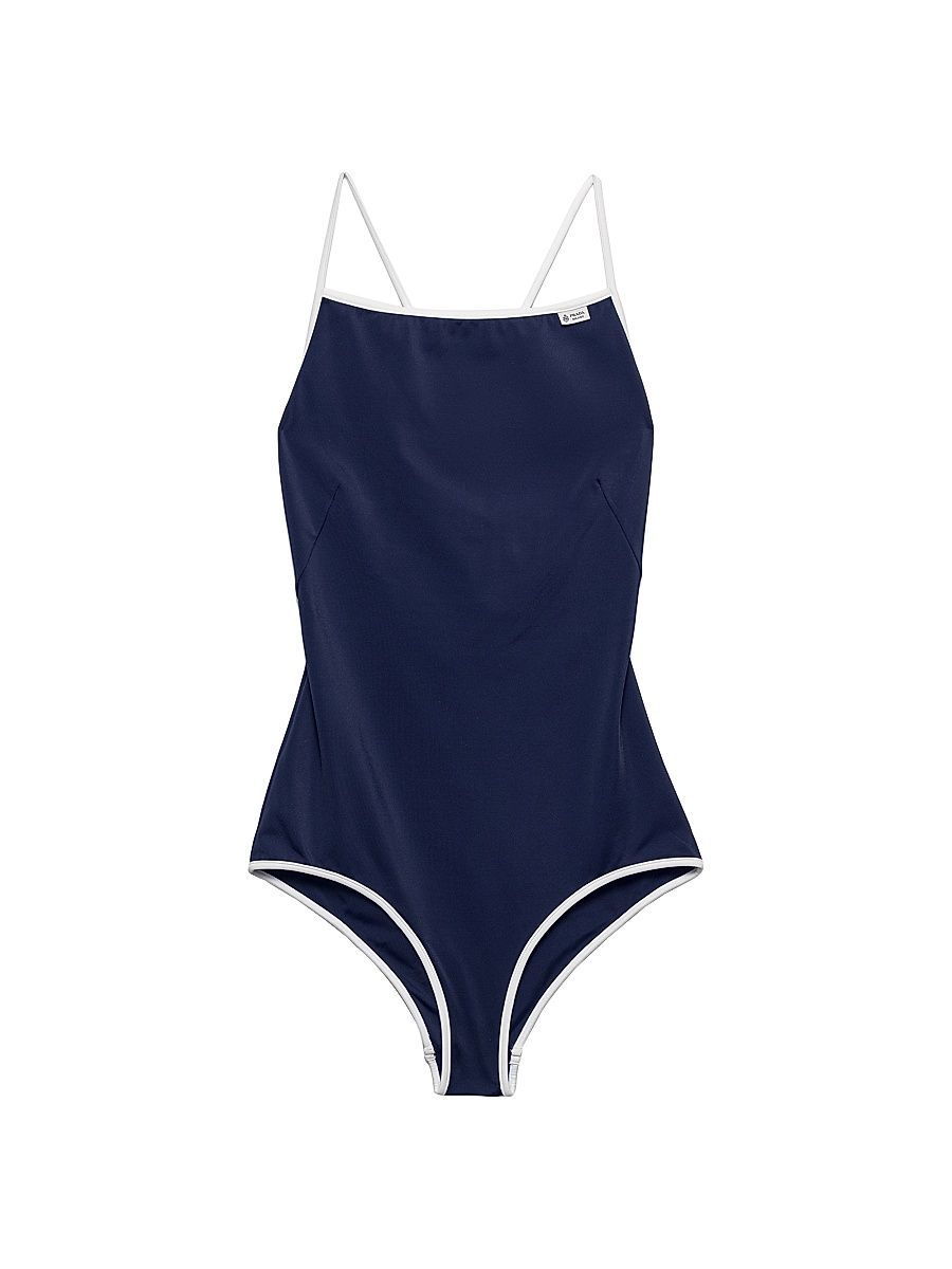 Women's One-Piece Jersey Swimsuit - Blue - Size Small