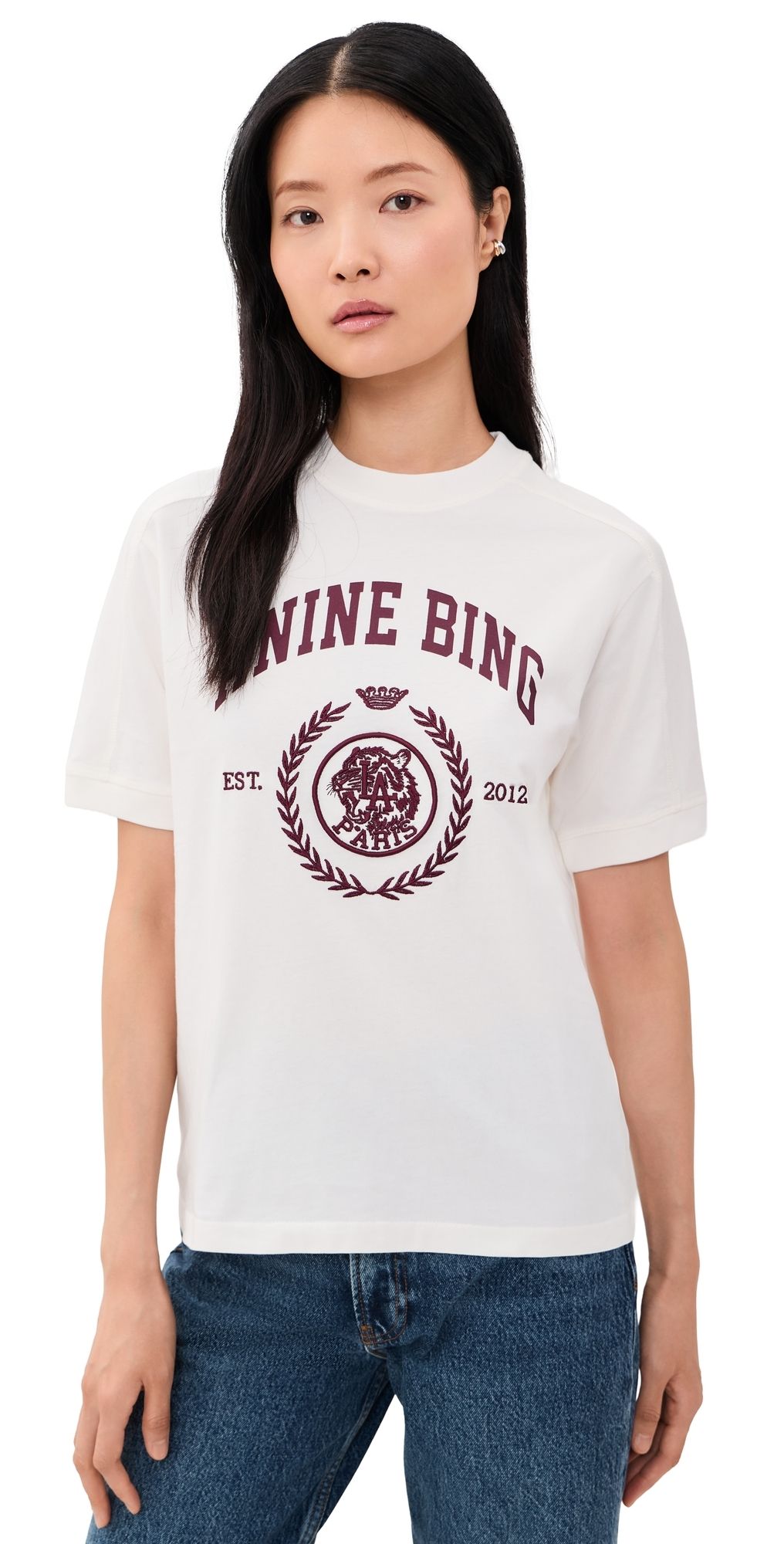 ANINE BING Jaylin Collegiate Tee Cream M