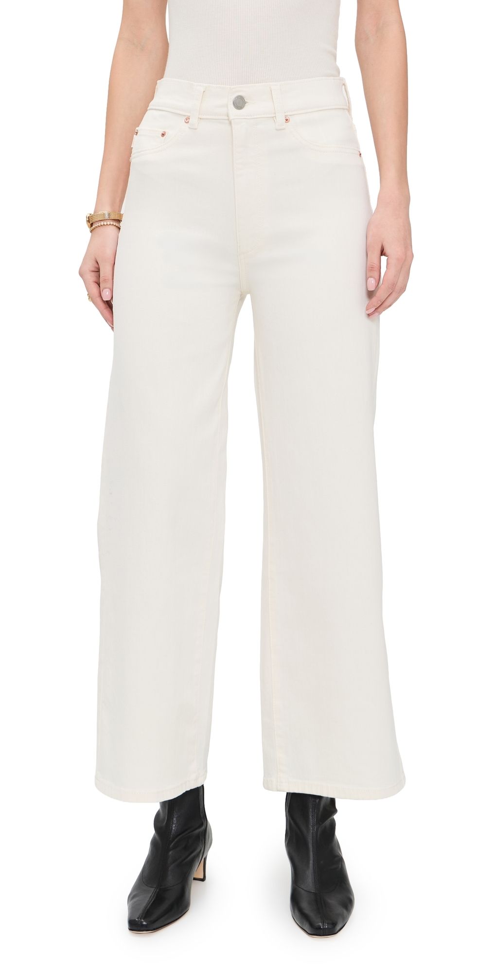 DL1961 Hepburn Wide Leg High Rise Ankle Jeans Eggshell 24