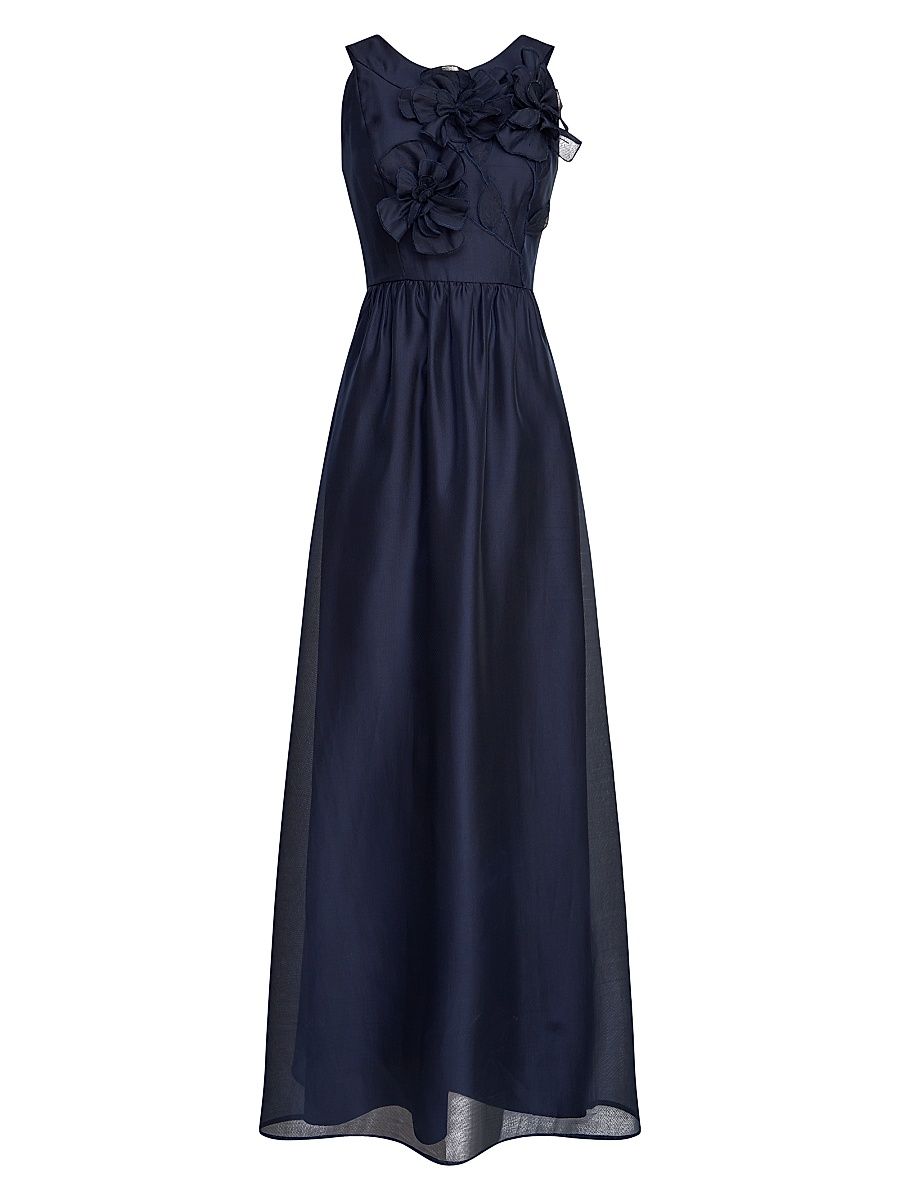 Women's Waverly Floral Organza Gown - Midnight Blue - Size 12