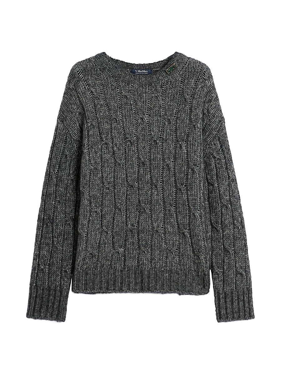 Women's Boxy Jumper in Alpaca and Cotton - Dark Grey - Size XL