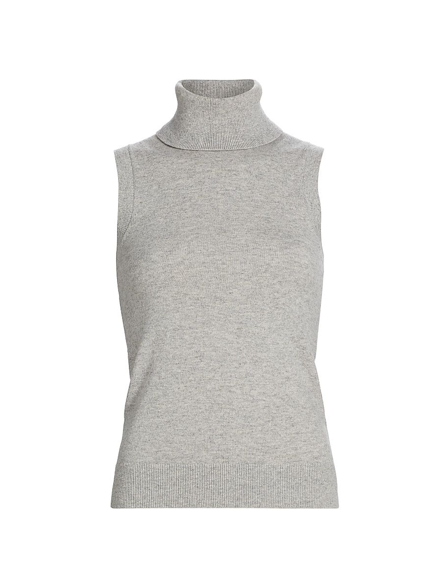 Women's Sleeveless Turtleneck Sweater - Oyster - Size Large