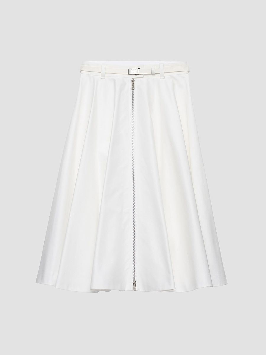 Women's Chino Midi-Skirt with Zipper - White - Size 10