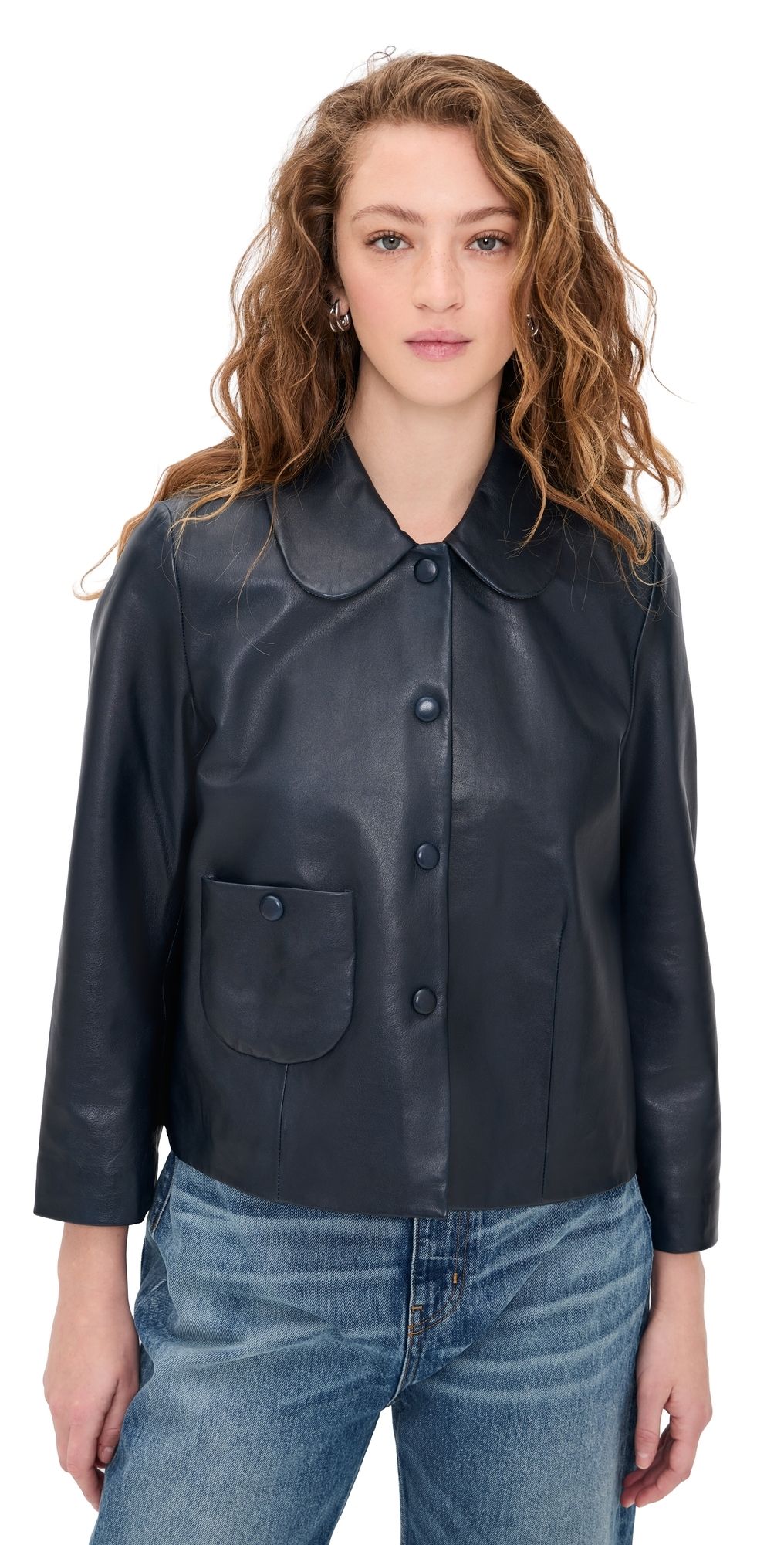 ba & sh Milos Leather Jacket Marine 3