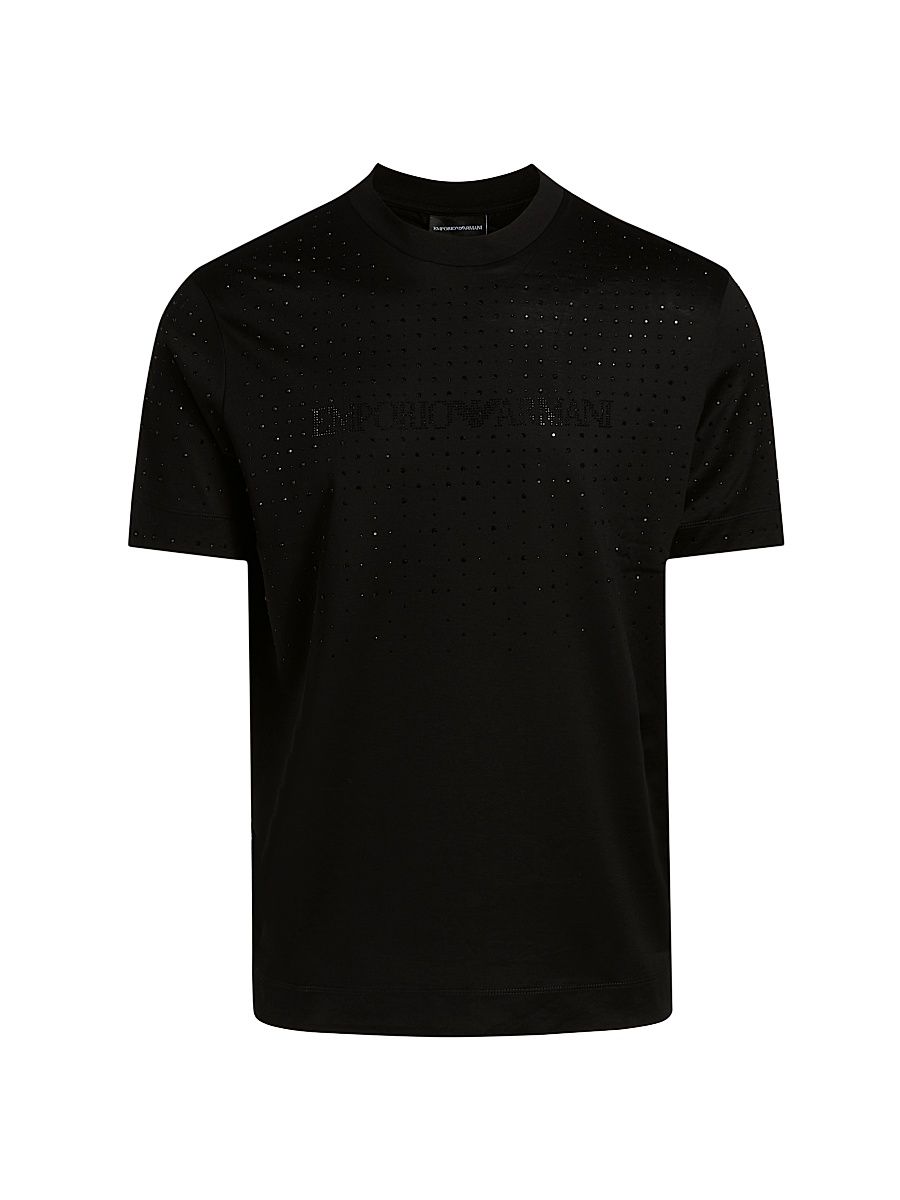 Men's Clubwear Capsule Rhinestone Logo T-Shirt - Black - Size Large