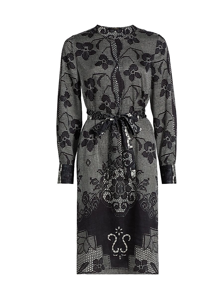 Women's Michelle Tie-Waist Dress - Black Multi - Size XXL