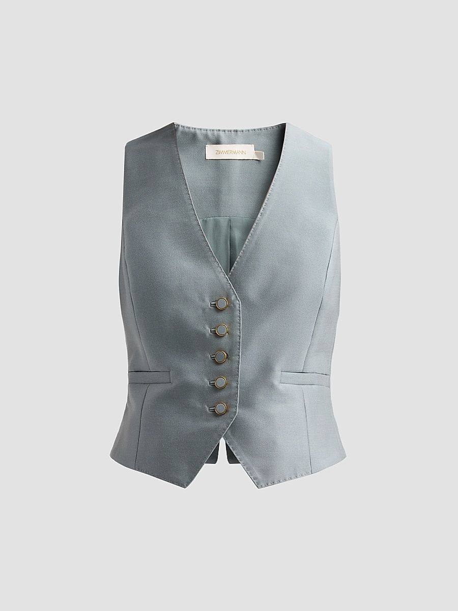 Women's Valiant Wool-Silk Waistcoat - Airforce - Size 2