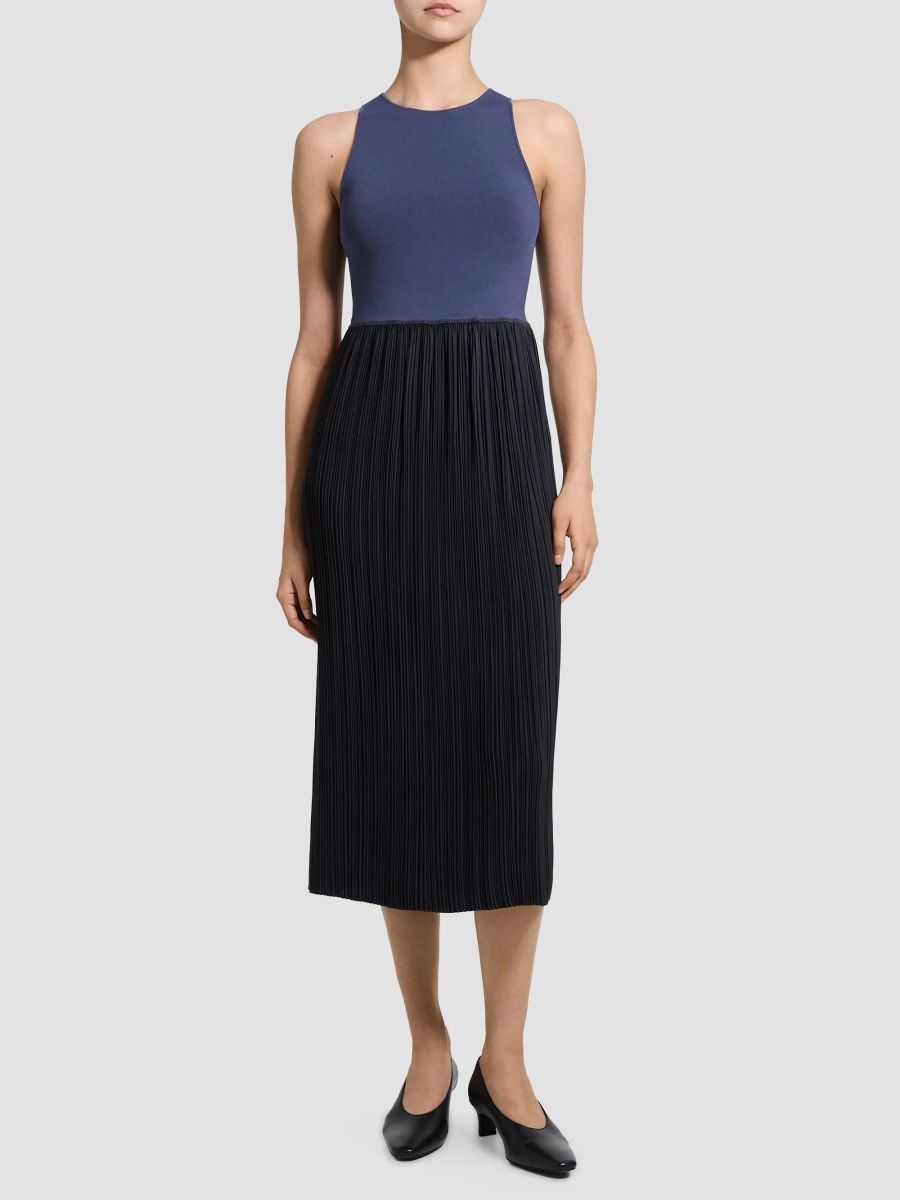 Theory Women's Tank Plissé Midi Dress - Carbon Grey - Size XL