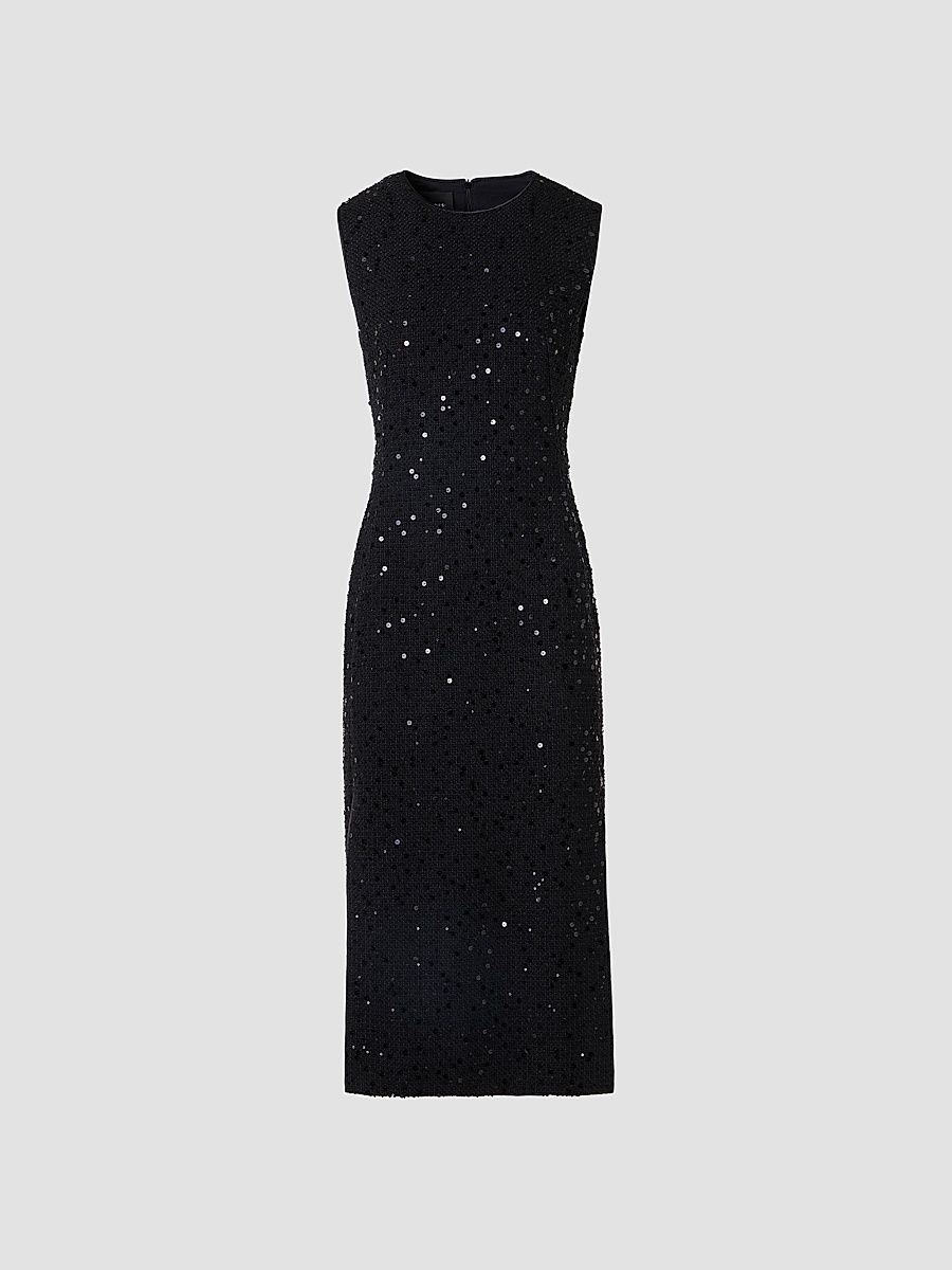 Women's Embellished-Tweed Sheath Midi Dress - Black - Size 4