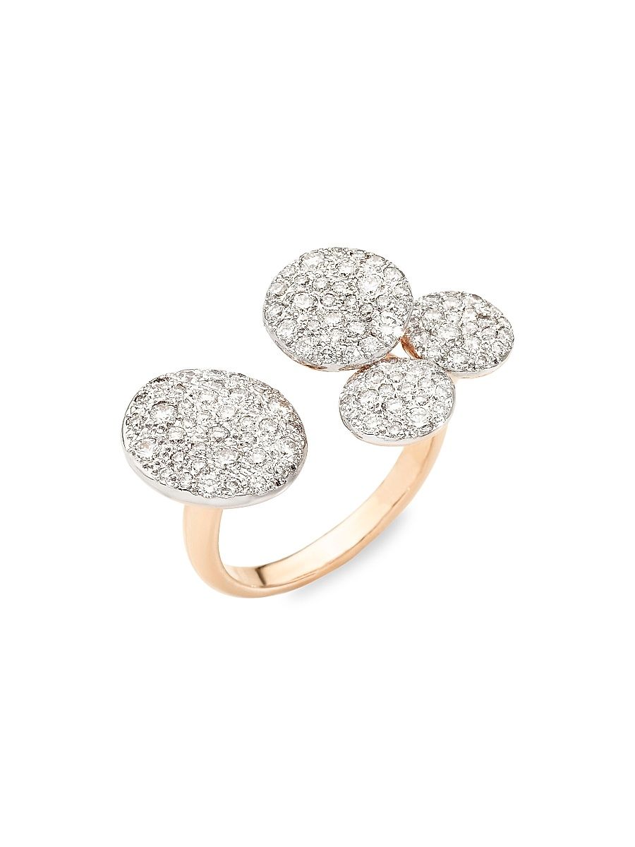 Women's Sabbia 18K Rose Gold & Diamond Open Ring - Rose Gold - Size 6.25
