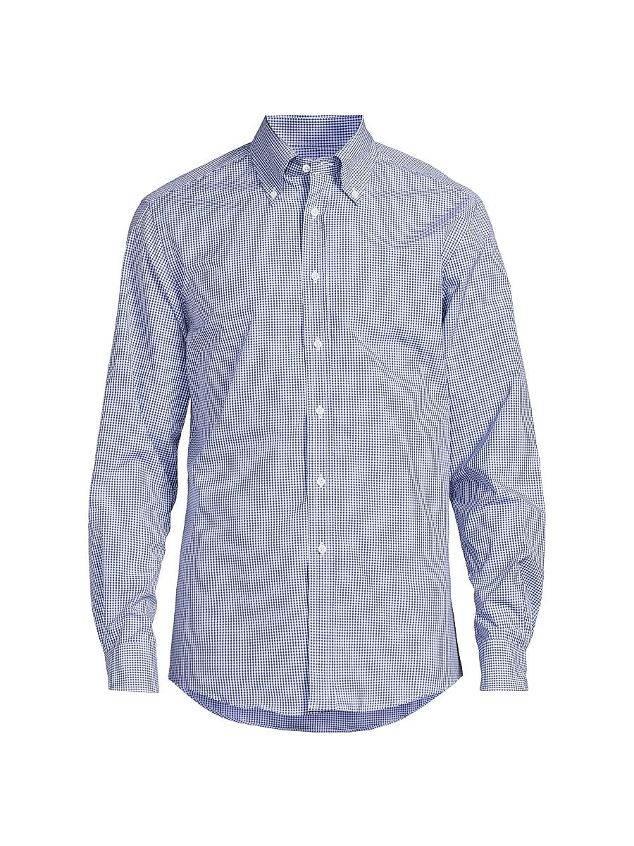 Men's Bengal-Striped Cotton Poplin Shirt - Medium Blue - Size XXL