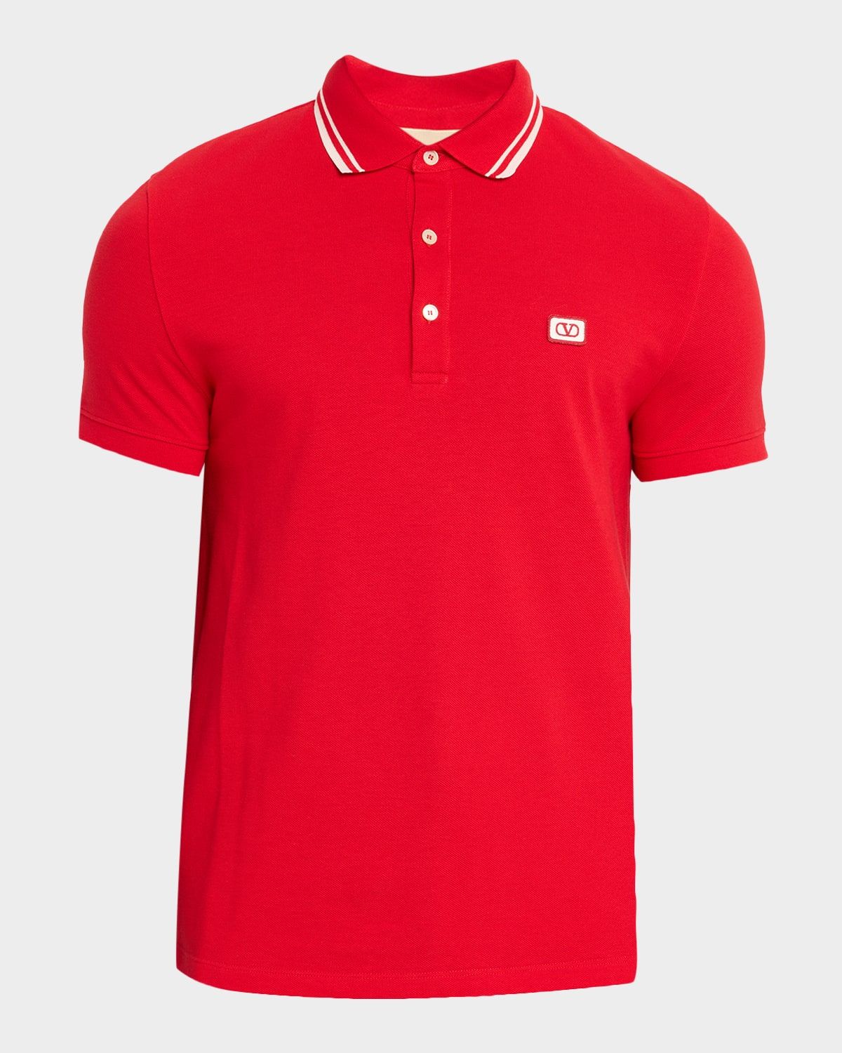 Men & apos;s VLogo-Patch Pique Polo Shirt