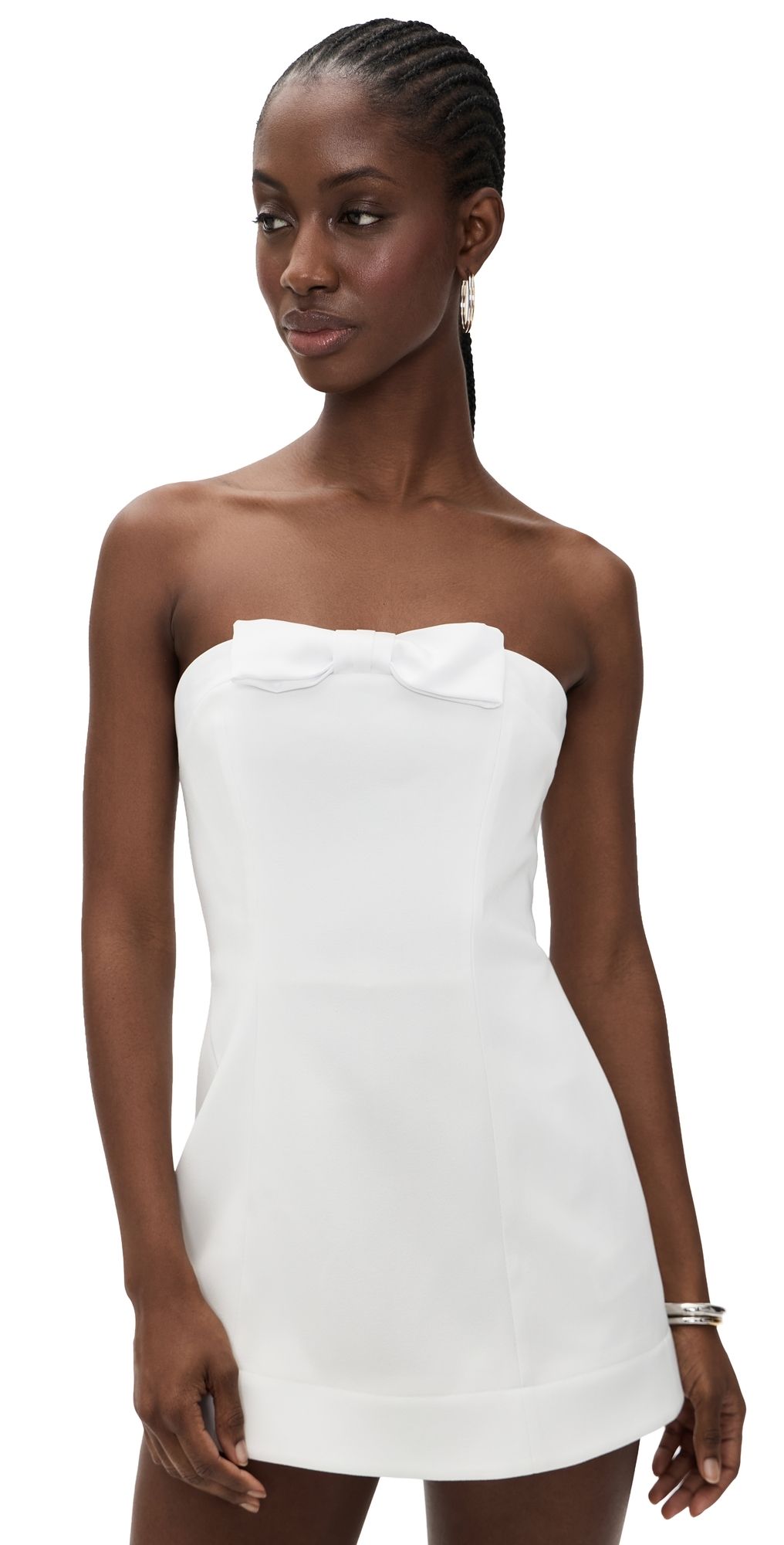 ALICE + OLIVIA Katya Sculpted Bow Romper Off White 4