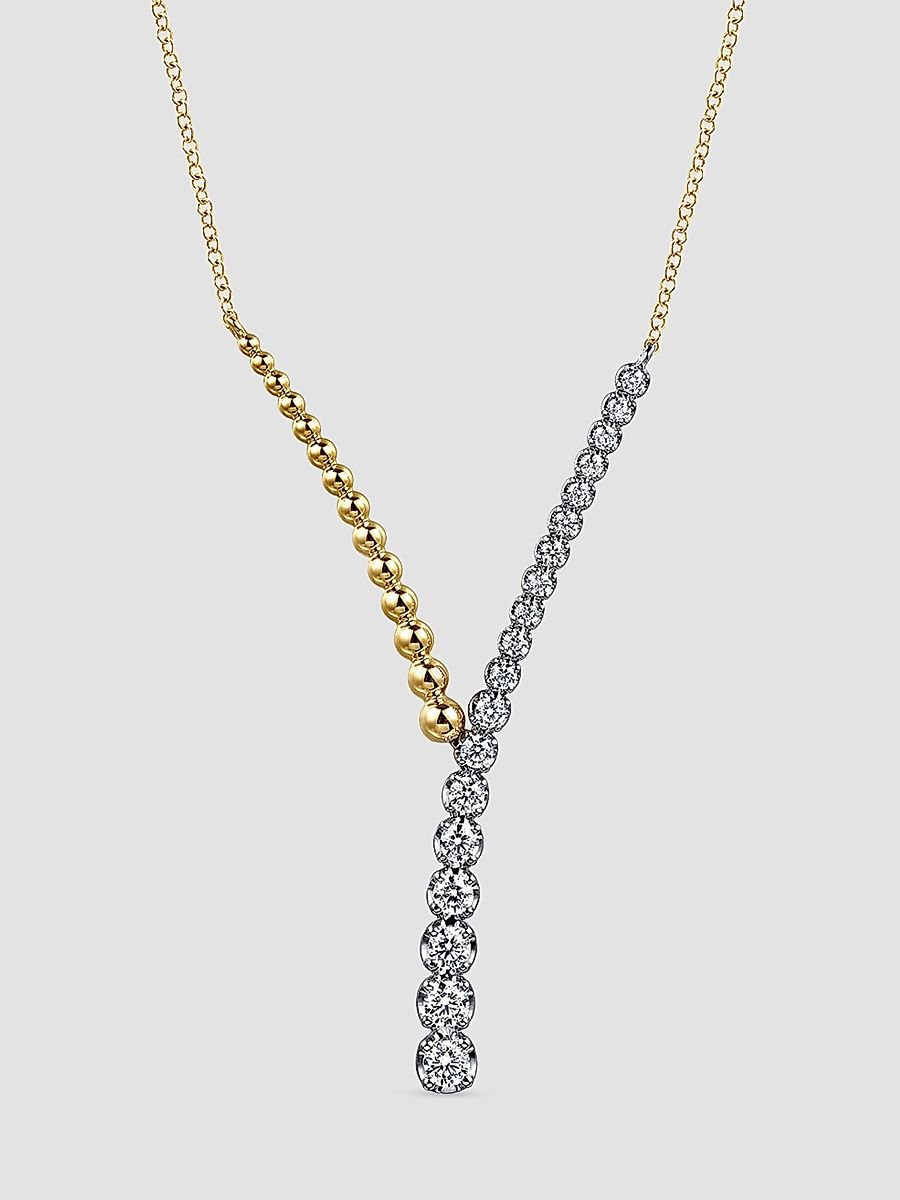 Gabriel & Co Women's Bujukan 14K White & Yellow Gold & 0.75 TCW Diamond Y Necklace - Yellow Gold