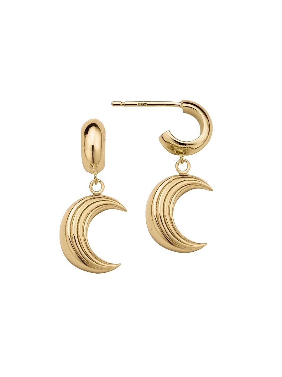 Women's Apollo 18K-Gold-Plated Crescent Moon Drop Earrings - Yellow Gold Plated Silver
