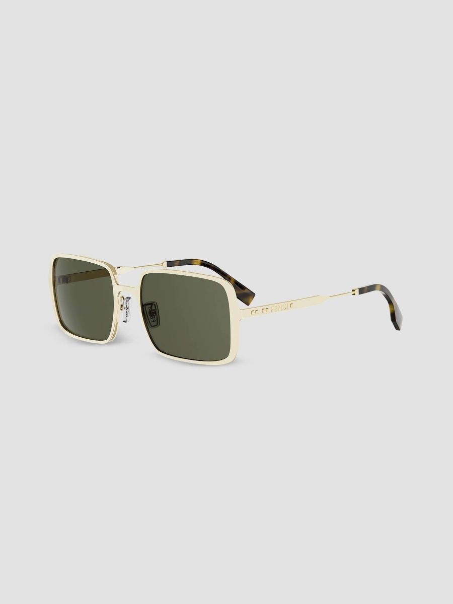 Men Fendi Line 57MM Rectangular Sunglasses - Gold