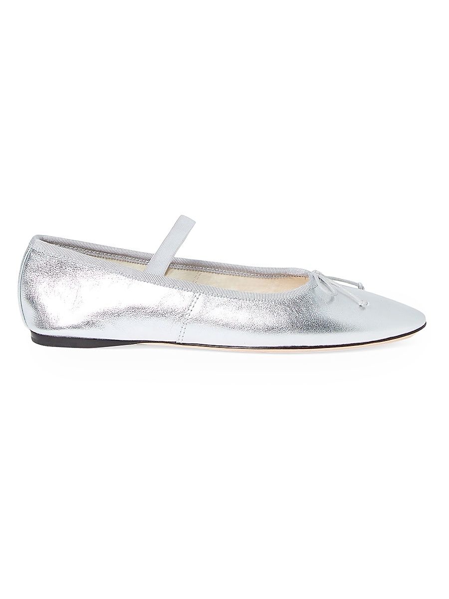 Women's Leonie Leather Ballet Flats - Silver - Size 10