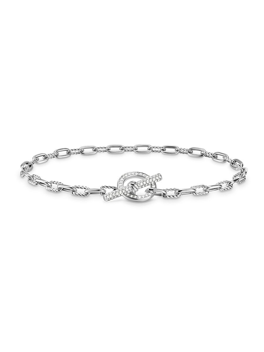 Women's DY Madison Pavé Toggle Chain Bracelet in Sterling Silver - Diamond - Size Medium