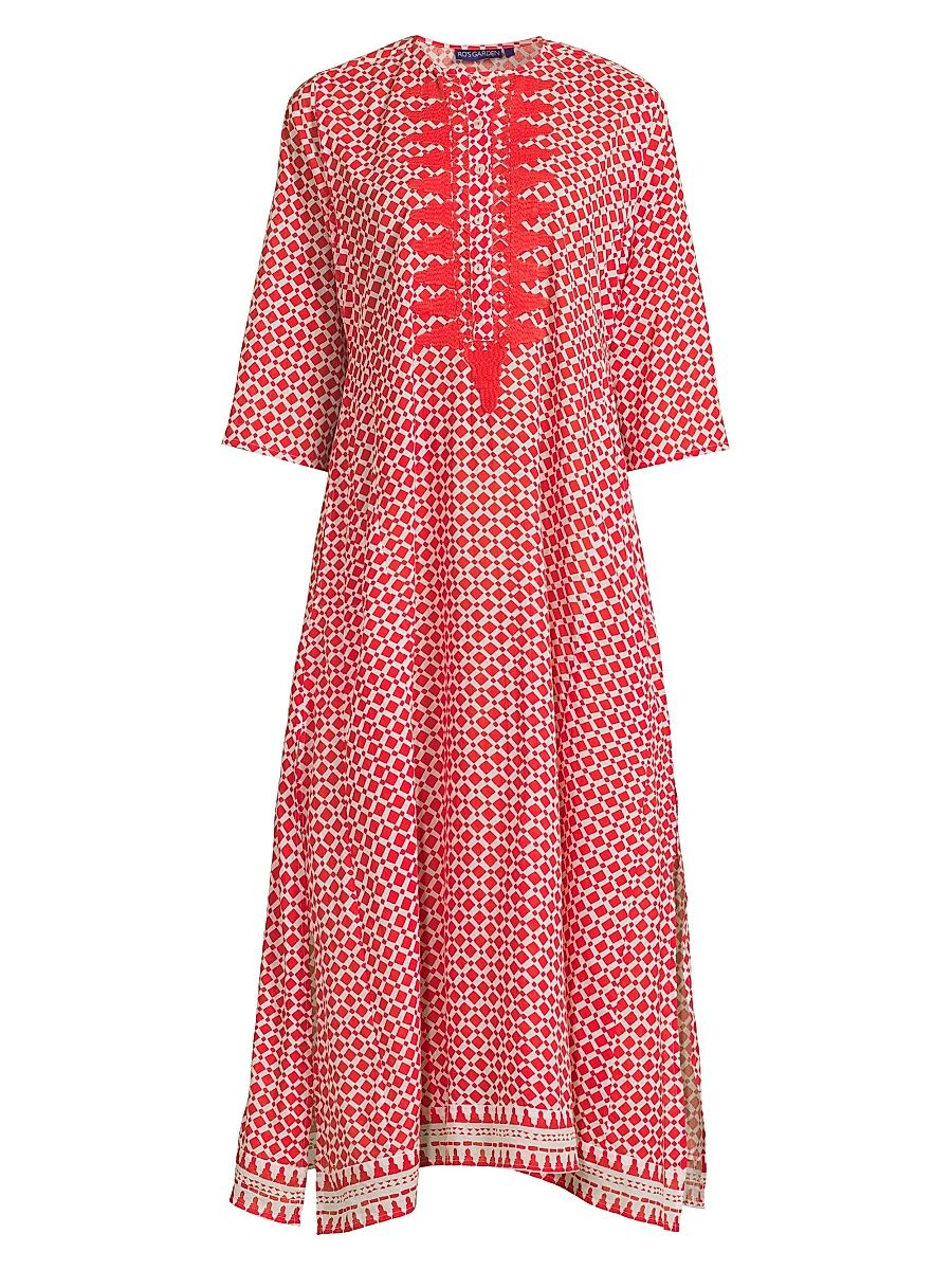 Women's Embroidered Classic Long Kurta - Samya Red - Size XL