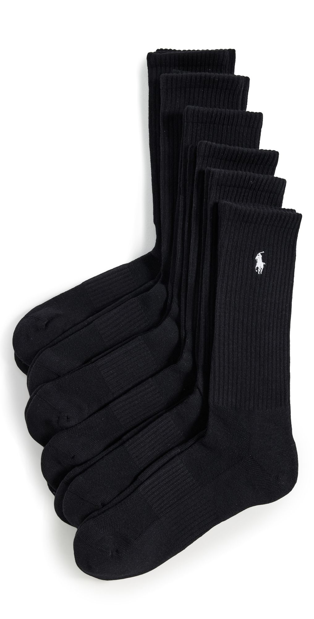 Polo Ralph Lauren Performance Crew Socks 6 Pack Black 10-13
