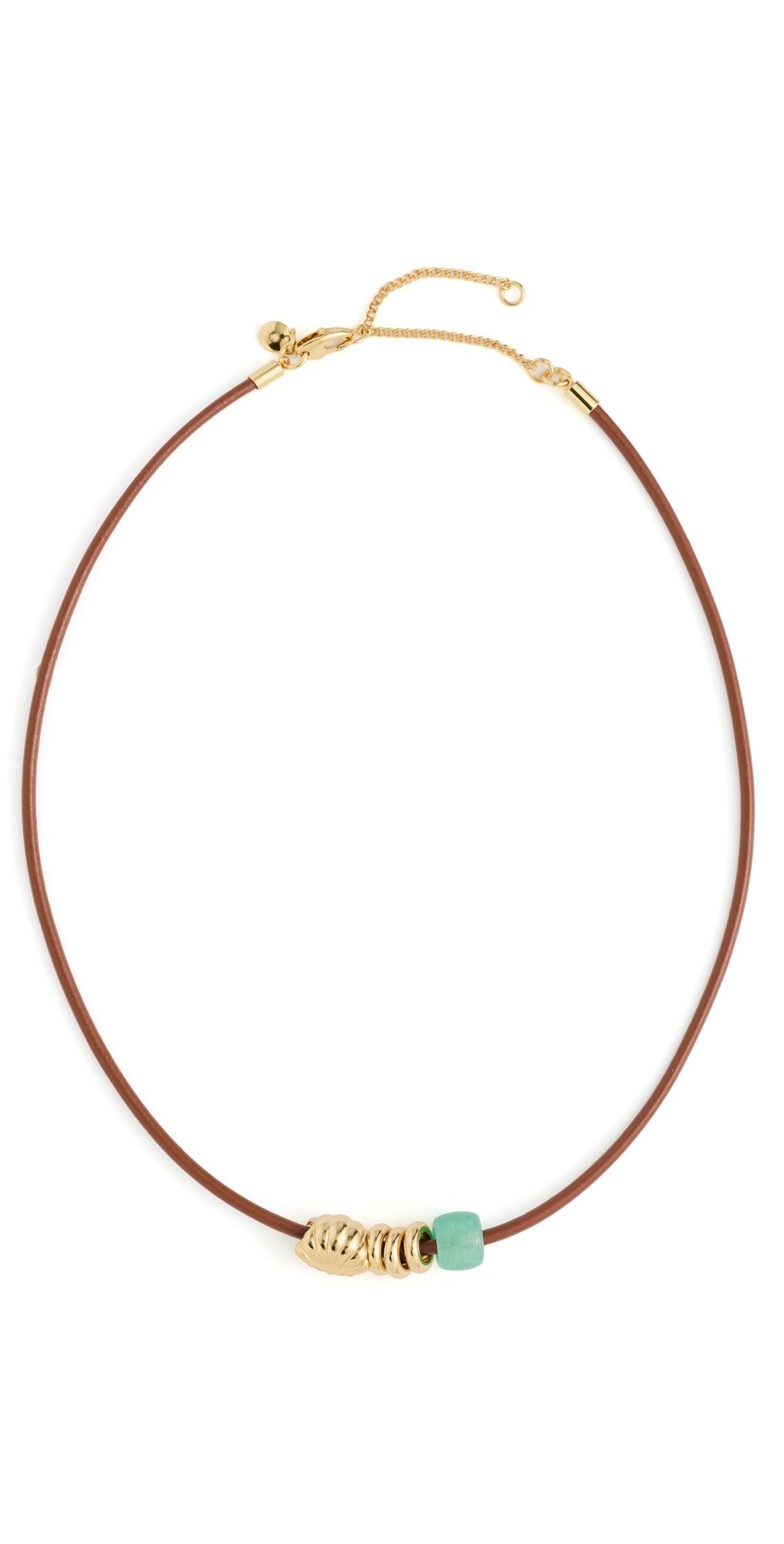 Madewell Leather Shell Charm Choker Necklace Golden Tan One Size