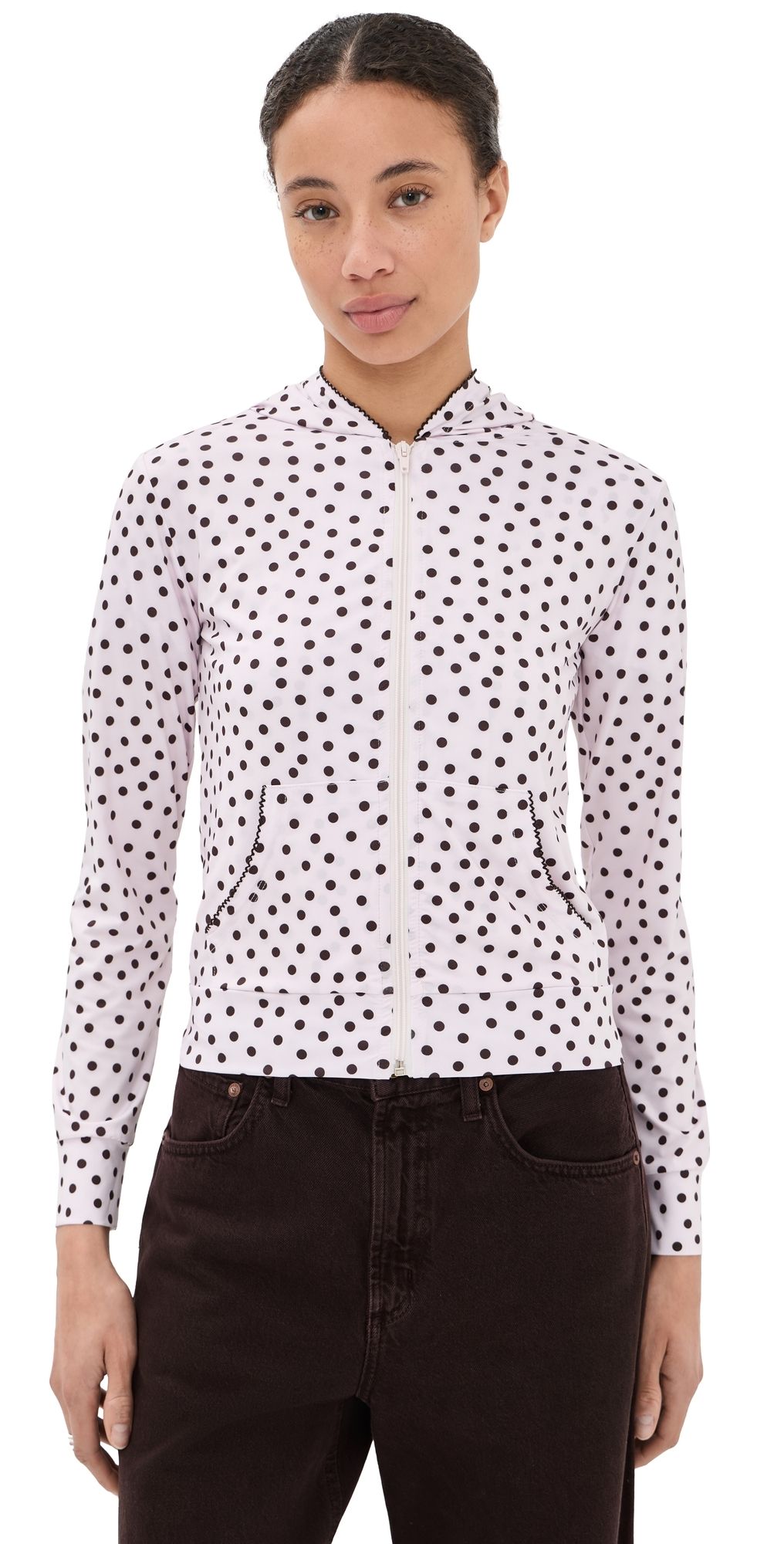 Caro Editions Hoodie Pink/Brown Dots L