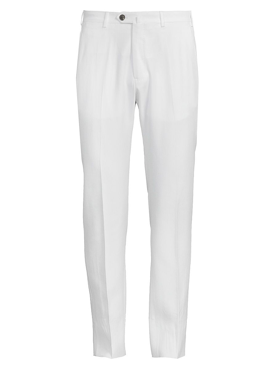 Men's Crease-Front Trousers - White - Size 42