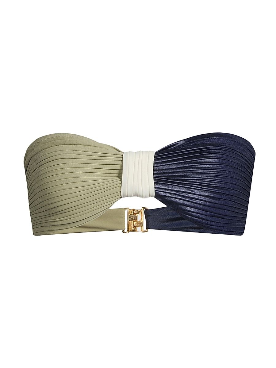 Women's Emma Pleated Bikini Top - Sage Navy - Size XS