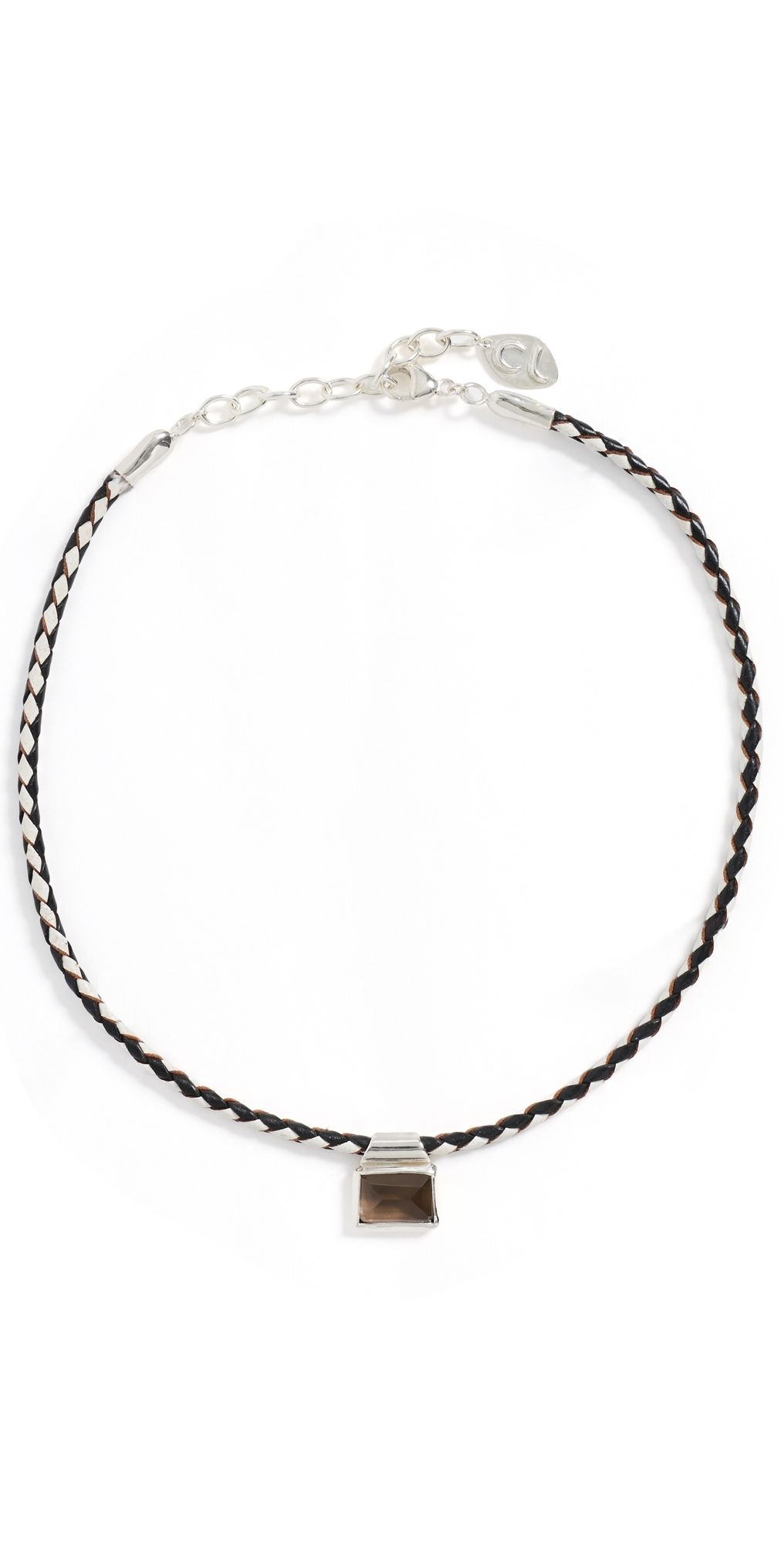 Chan Luu Marfa Braided Leather Necklace Smokey Quartz One Size