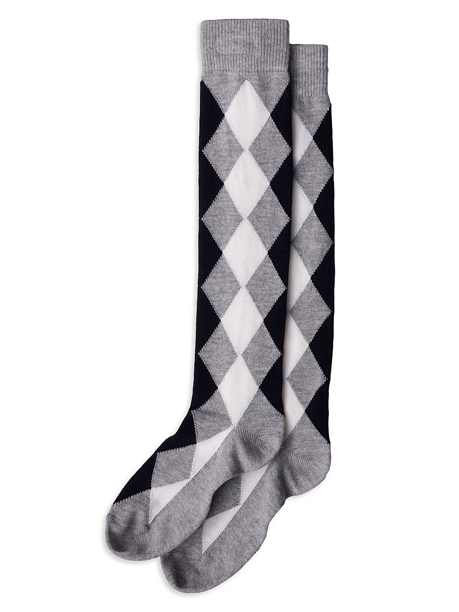 Women's Argyle Wool Socks - Grey - Size 2