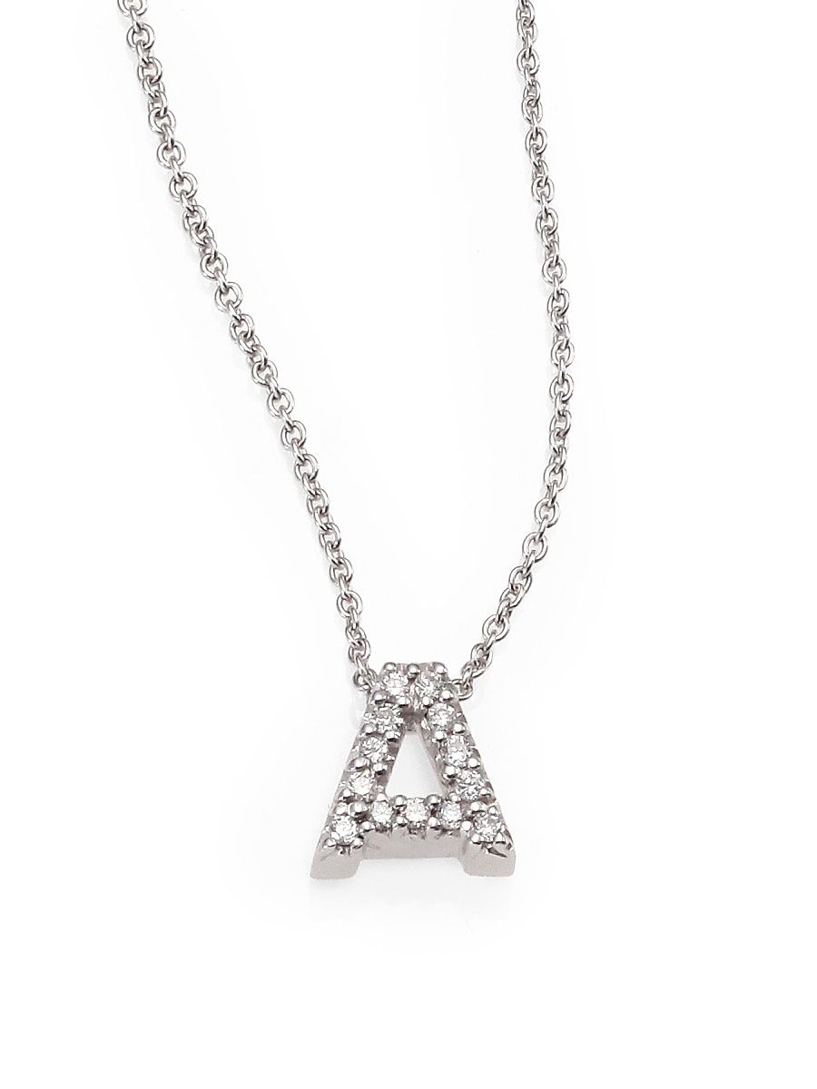 Women's Tiny Treasures 0.08 TCW Diamond & 18K White Gold Initial Necklace - Initial Y
