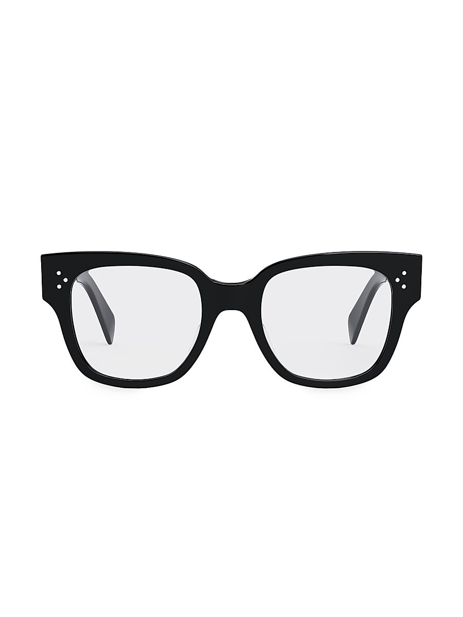 Women's Bold 3 Dots 52MM Rectangular Eyeglasses - Shiny Black