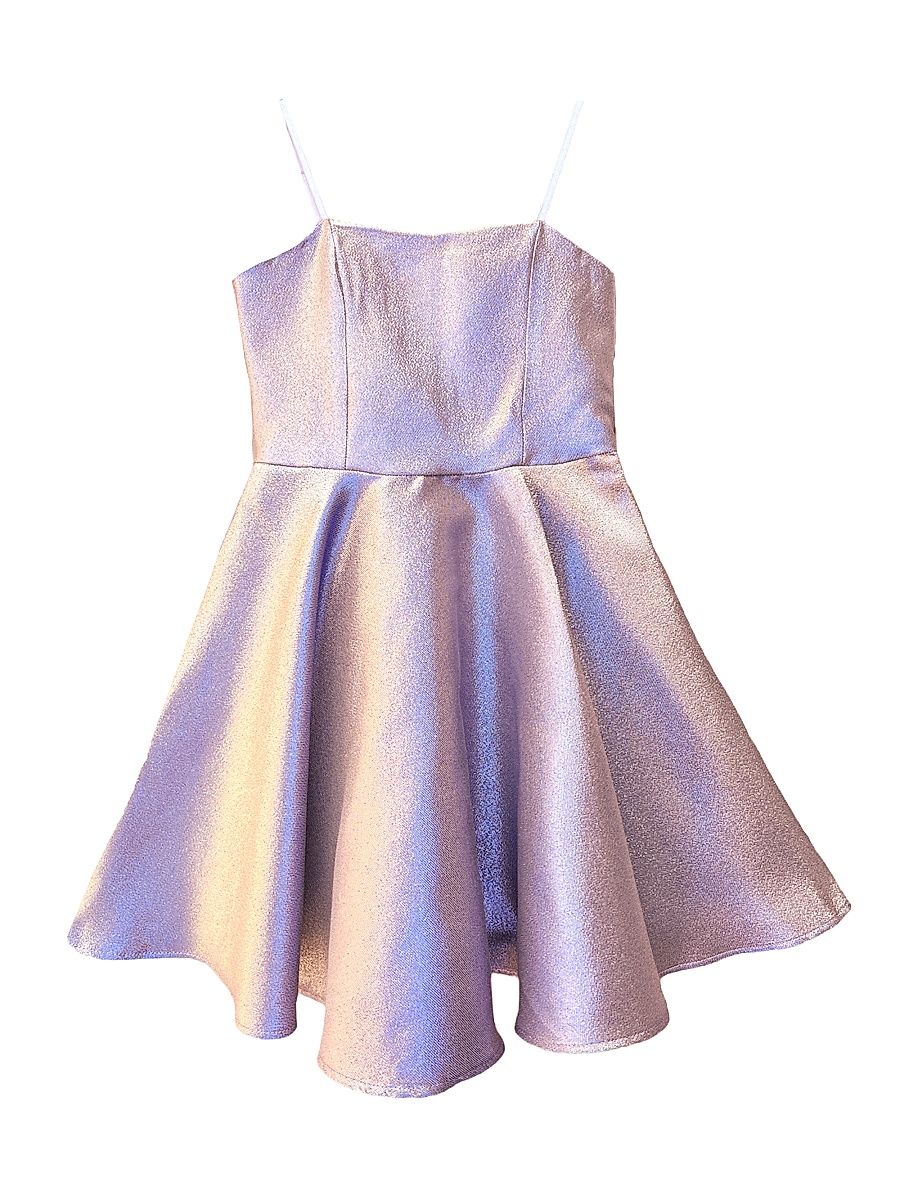 Girl's Iridescent Glitter Fit-And-Flare Strapless Dress - Lilac - Size 7