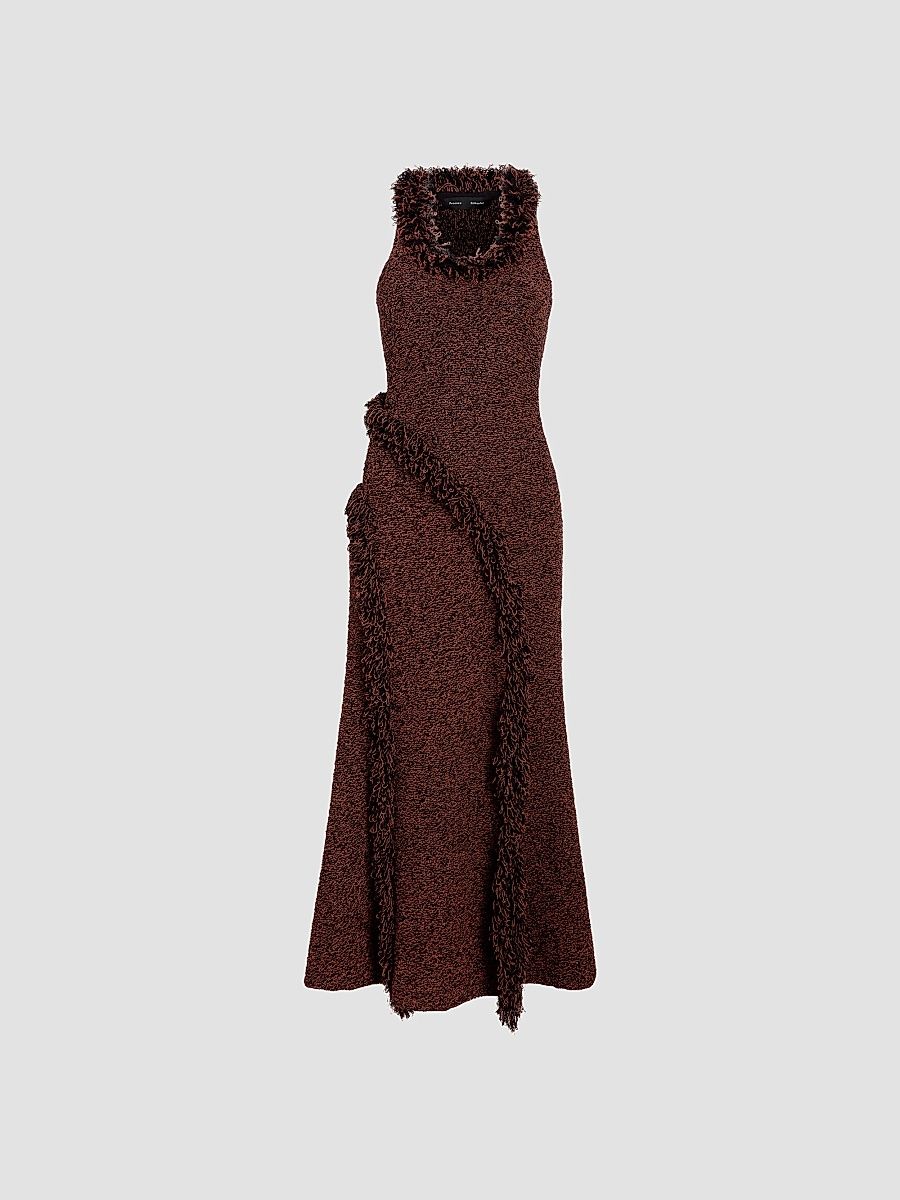 Proenza Schouler Women's Nilo Chenille Wool Midi Dress - Black Copper - Size Large