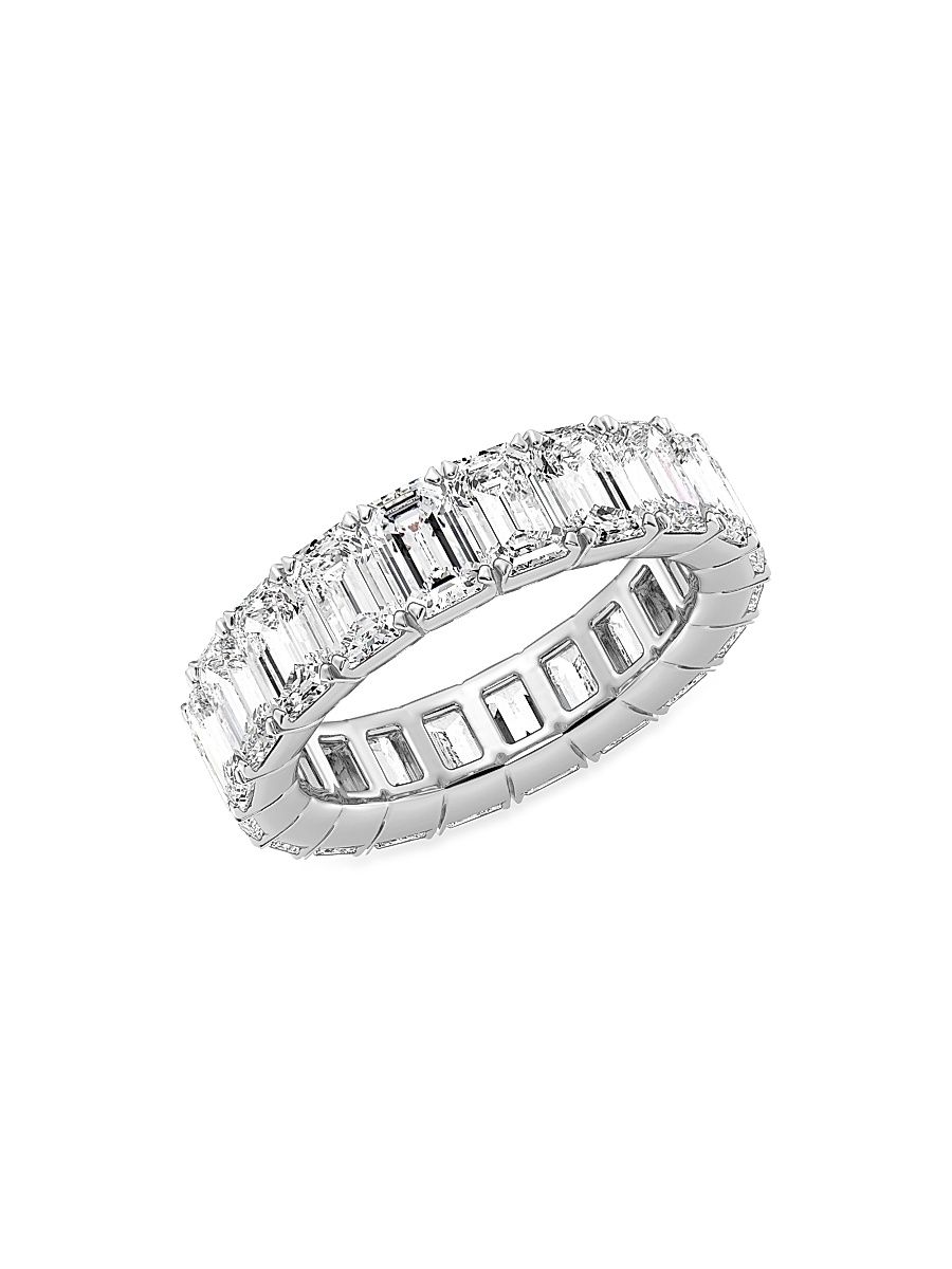 Women's 14K White Gold & 8 TCW Emerald-Cut Lab-Grown Diamond Eternity Band - White Gold - Size 7