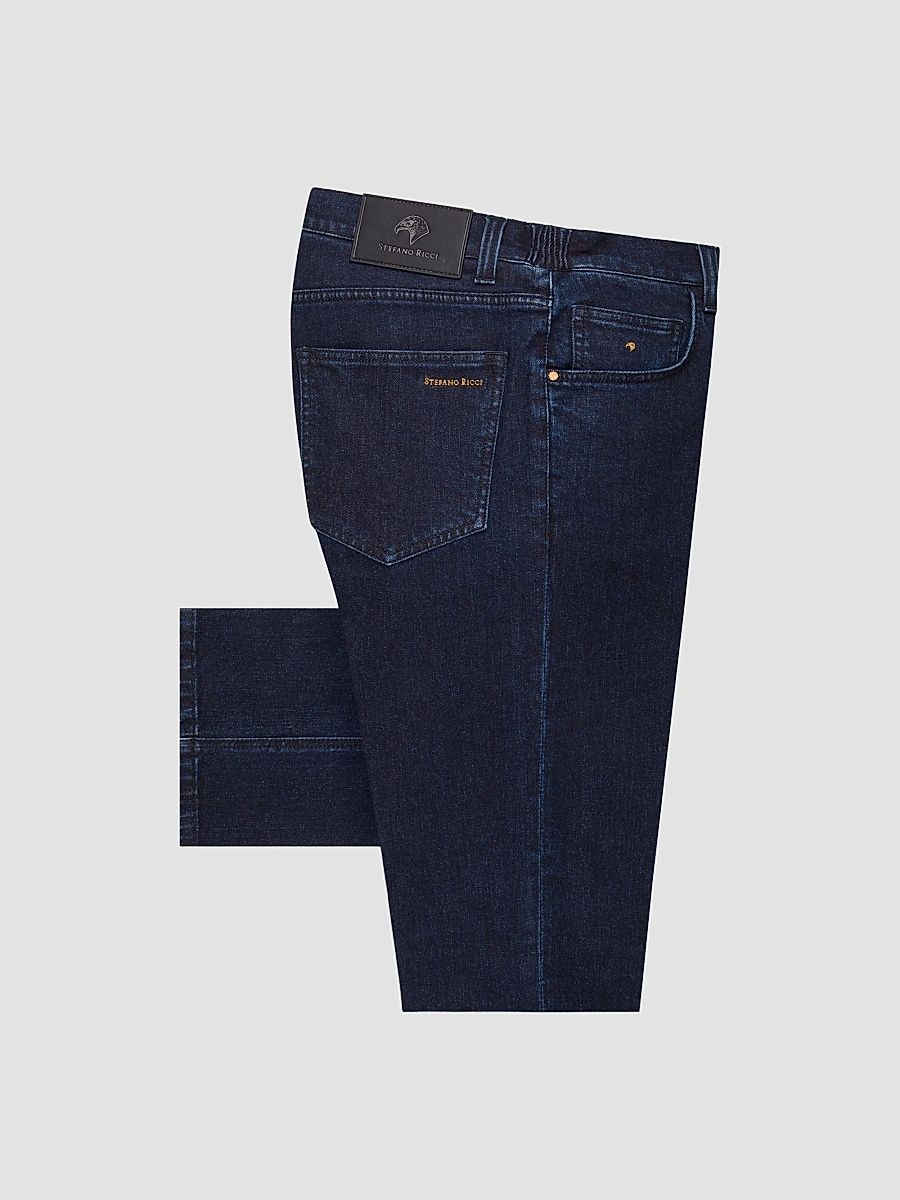 Stefano Ricci Men's Cotton Blend Tapered Jeans - Dark Blue - Size 40