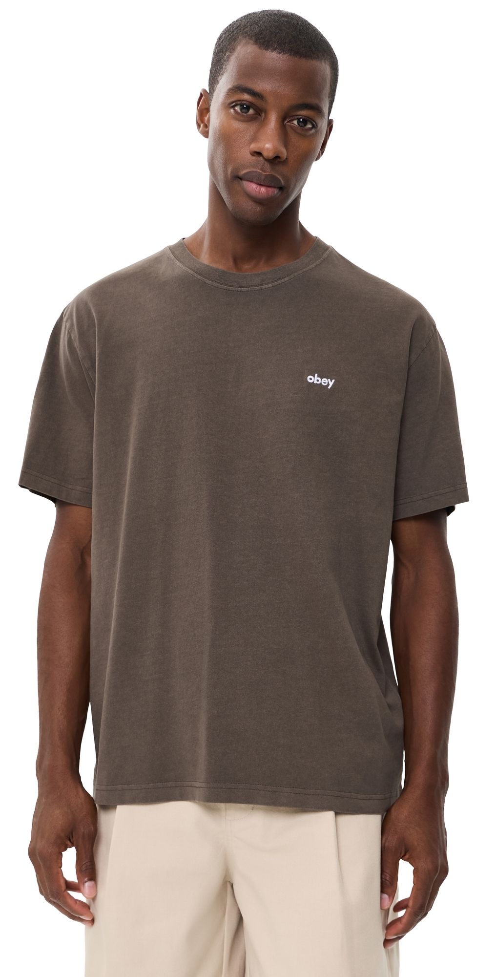 Obey Lowercase Short Sleeve Pigment Tee Pigment black olive L