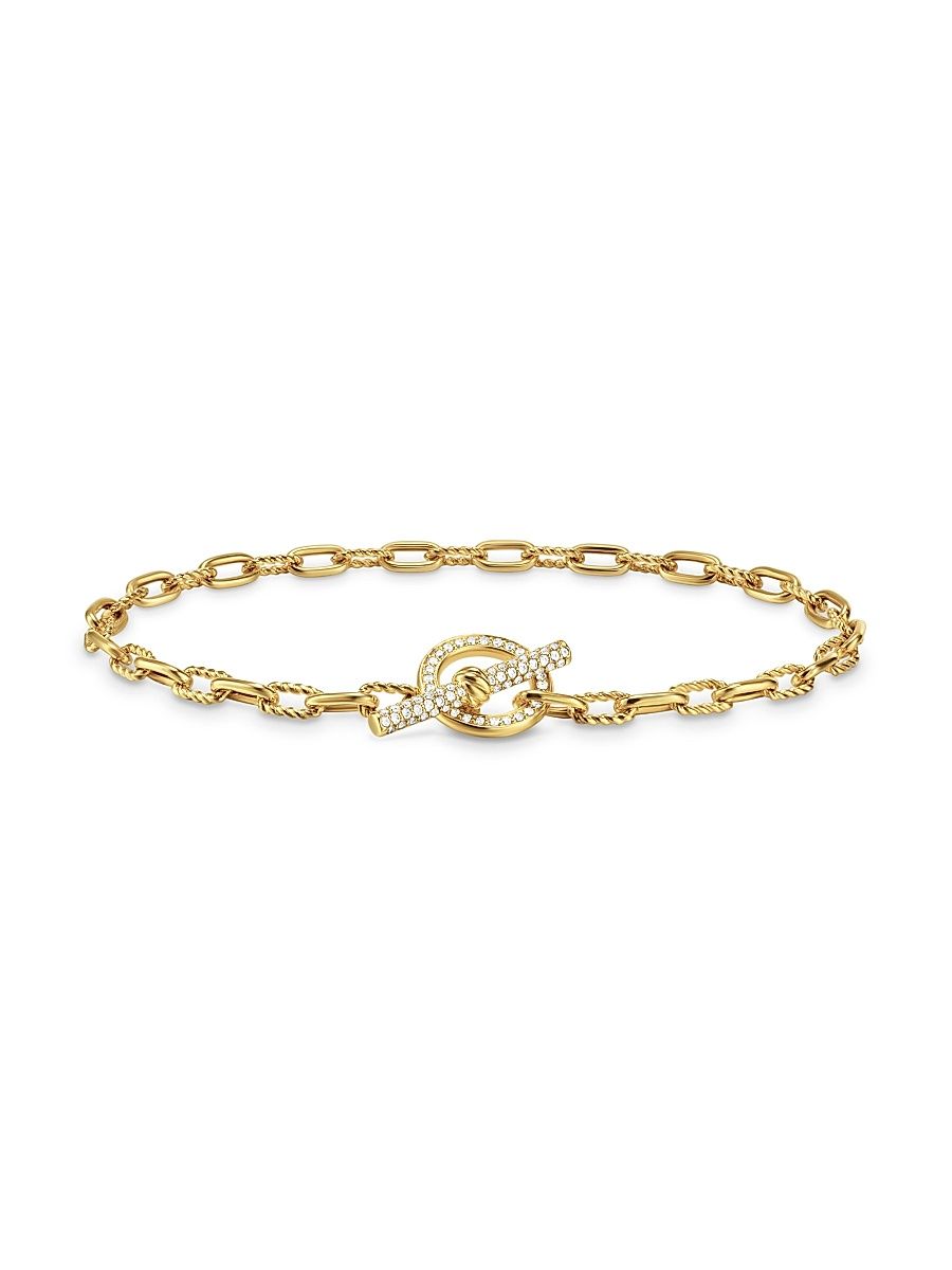 Women's DY Madison Pavé Toggle Chain Bracelet in 18K Yellow Gold - Diamond - Size Medium