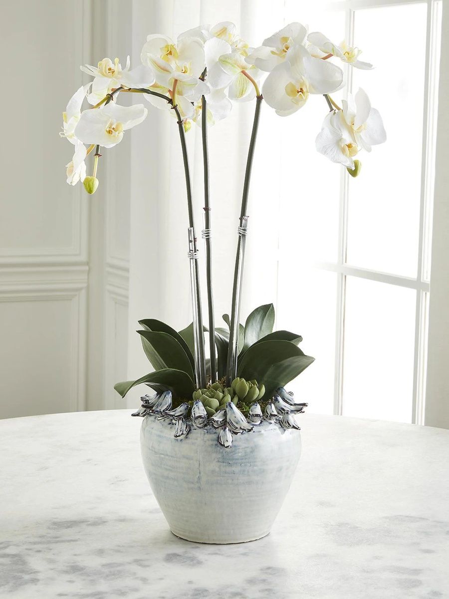 Artificial Orchid Floral Arrangement - White
