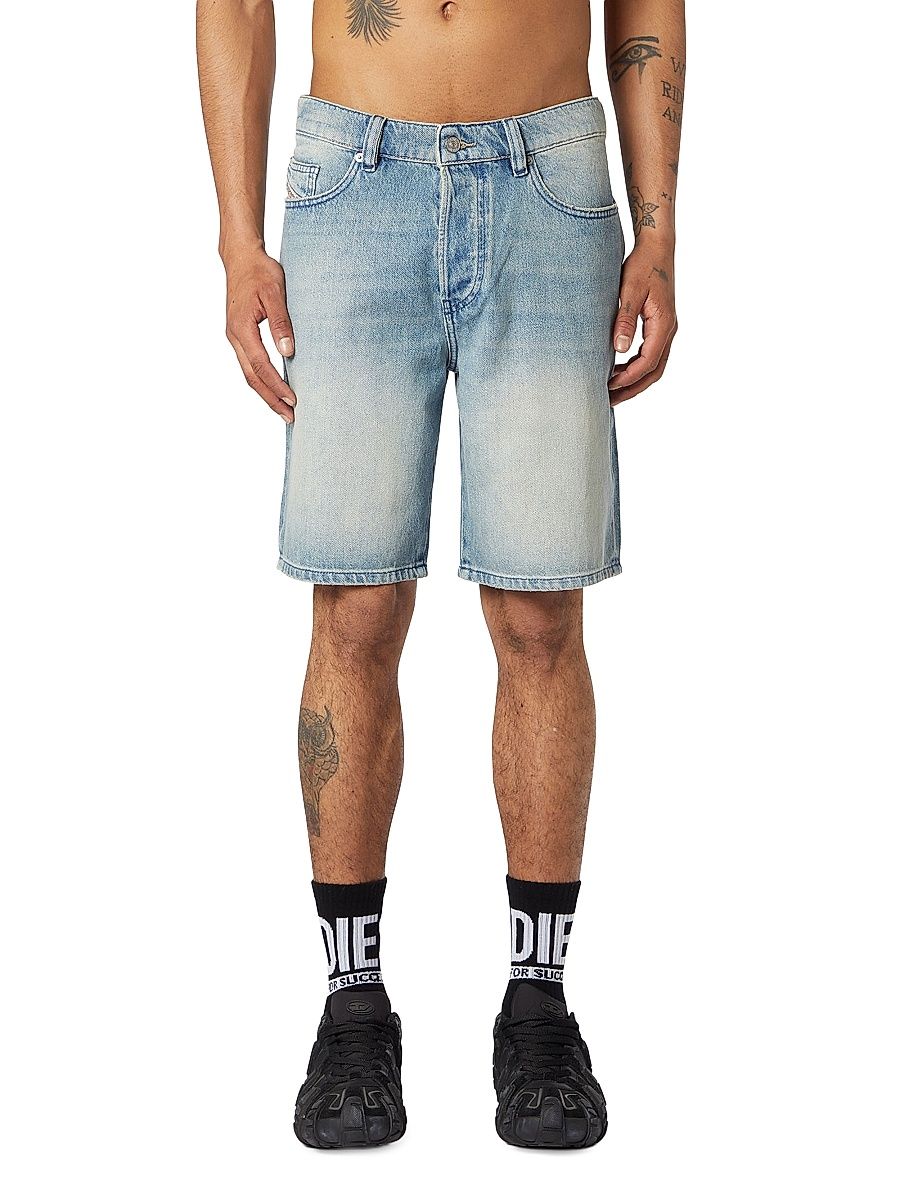 Men's Stone-Washed Regular-Fit Denim Shorts - Denim - Size 38