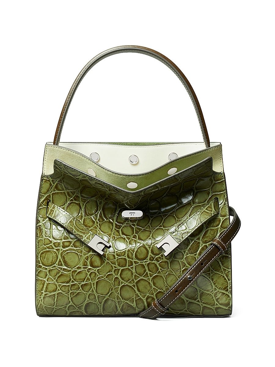 Women's Small Lee Radziwill Crocodile-Embossed Leather Top Handle Bag - Soft Ivy