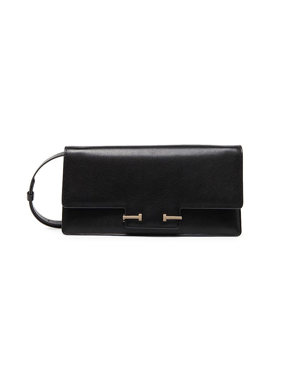 Women's East West Supple Grain Leather Shoulder Bag - Black