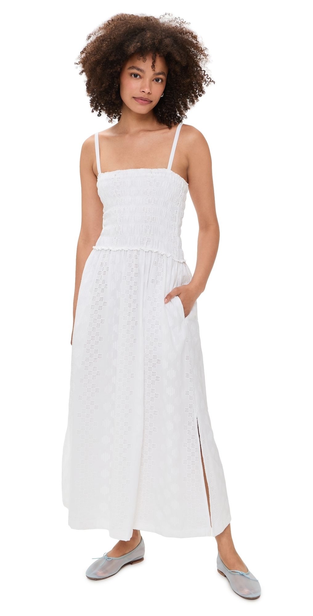 Splendid Kenzie Geo Eyelet Dress White S