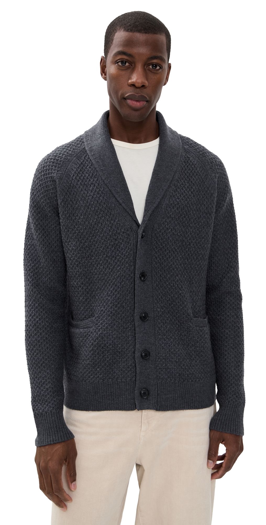 SIMKHAI Grant Shawl Cardigan Charcoal Melange XL