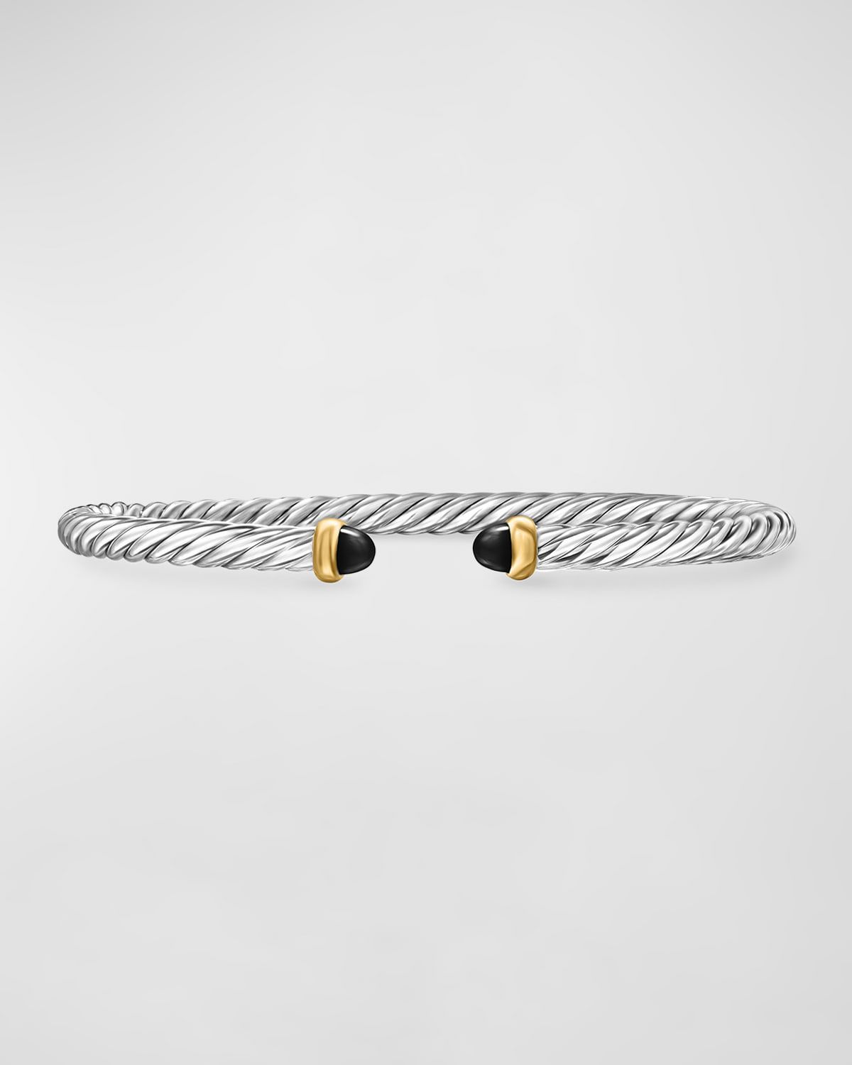 Cable Flex Bracelet with Gemstone in Silver and 14K Gold, 4mm